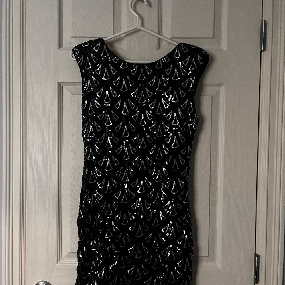 Department 56 Black and Silver Patterned Mini Dress